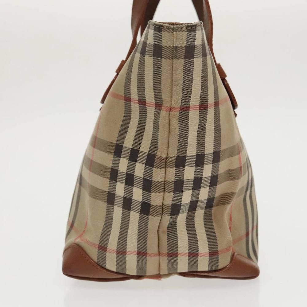 Burberrys Nova Check Hand Bag Canvas Beige Auth bs19923 - Picture 4 of 16